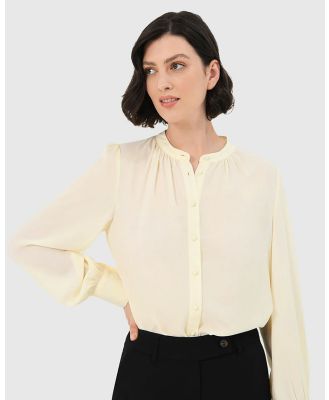 Forcast - Amalfi Gathered Neck Blouse - Tops (Cream) Amalfi Gathered Neck Blouse