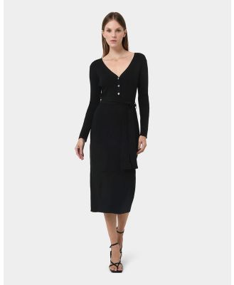 Forcast - Amberly Tie Waist Knit Dress - Bodycon Dresses (Black) Amberly Tie Waist Knit Dress