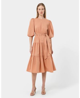Forcast - Ayah Poplin Puff Sleeve Dress - Dresses (Copper Tan) Ayah Poplin Puff Sleeve Dress