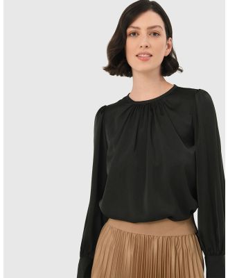 Forcast - Cameron Satin Blouse - Tops (Black) Cameron Satin Blouse