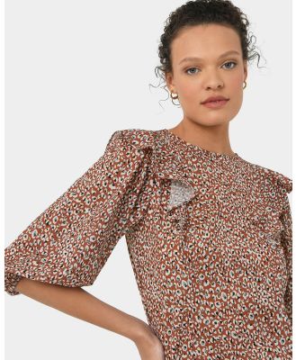 Forcast - Chelsea Frill Detail Balloon Sleeve Top - Tops (Rustic Brown) Chelsea Frill Detail Balloon Sleeve Top