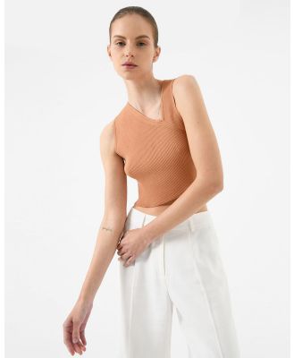 Forcast - Cher Asymmetric Crop Knit Top - Cropped tops (Nude) Cher Asymmetric Crop Knit Top
