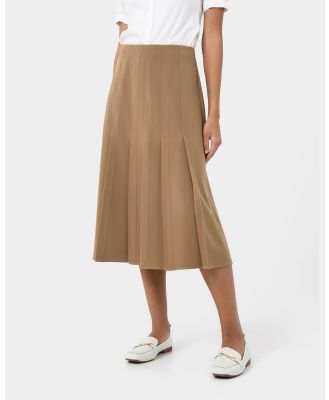 Forcast - Eloisa Pleated Midi Skirt - Pleated skirts (Brown) Eloisa Pleated Midi Skirt