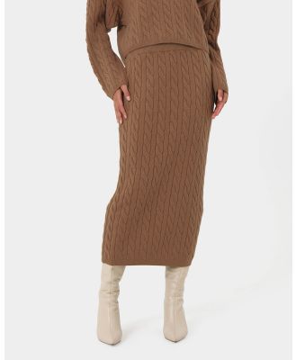 Forcast - Honesty Cable Midi Knit Skirt - Skirts (Camel) Honesty Cable Midi Knit Skirt