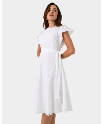 Forcast - Kavya Tie Waist Cotton Dress - Dresses (White) Kavya Tie-Waist Cotton Dress