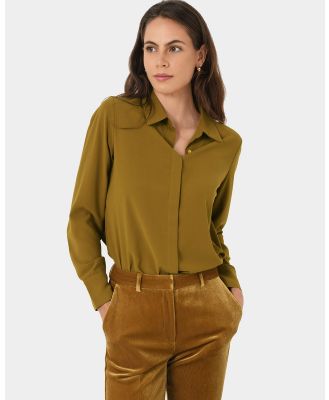 Forcast - Kevin Relax Fit Crepe Shirt - Tops (Dark Olive) Kevin Relax Fit Crepe Shirt