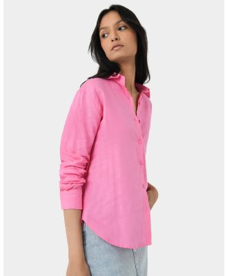 Forcast - Khalo Linen Buttoned Shirt - Shirts & Polos (Pink) Khalo Linen Buttoned Shirt