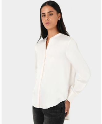 Forcast - Maira Stand Collar Satin Blouse - Shirts & Polos (Cream) Maira Stand Collar Satin Blouse