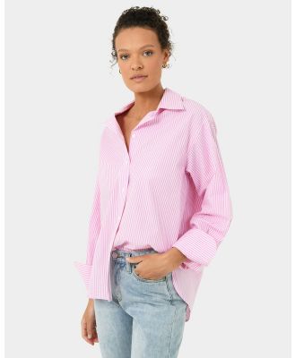 Forcast - Manhattan Striped Cotton Shirt - Tops (Pink) Manhattan Striped Cotton Shirt