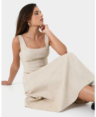 Forcast - Saira Linen Blended A line Dress - Dresses (Oatmeal) Saira Linen Blended A-line Dress