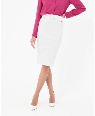 Forcast - Sanvi Belted Pencil Skirt - Pencil skirts (Ivory) Sanvi Belted Pencil Skirt