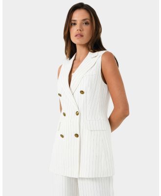 Forcast - Talisa Linen Blend Pinstripe Vest - Coats & Jackets (Black Ivory) Talisa Linen Blend Pinstripe Vest