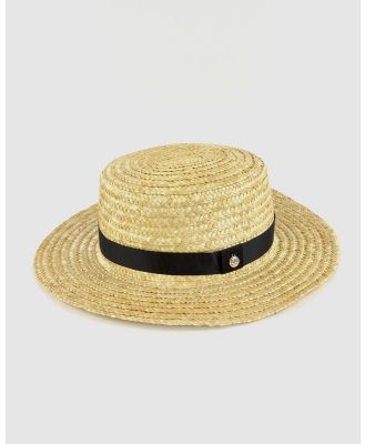 Ford Millinery - Betsy Boater with Grosgrain - Hats (Straw) Betsy Boater with Grosgrain