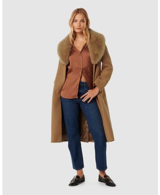 Forever New - Amber Fur Collar Coat - Coats & Jackets (brown) Amber Fur Collar Coat