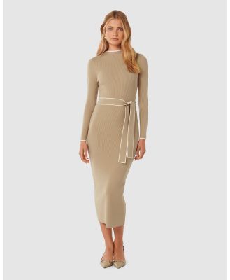 Forever New - Ariella Tipped Detail Knit Dress - Dresses (Beige) Ariella Tipped Detail Knit Dress