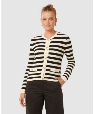 Forever New - Beri Striped Knit Cardigan - Jumpers & Cardigans (White) Beri Striped Knit Cardigan