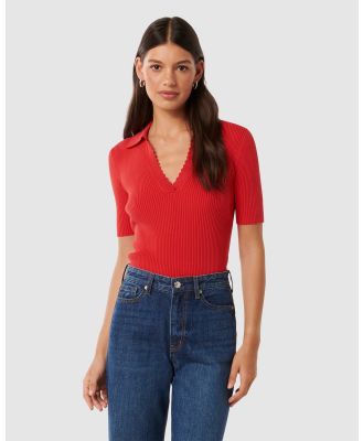 Forever New - Faye Scallop Trim Tee - Jumpers & Cardigans (red) Faye Scallop Trim Tee
