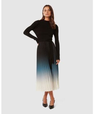 Forever New - Harmony Ombre Pleat Midi Dress - Dresses (Black) Harmony Ombre Pleat Midi Dress