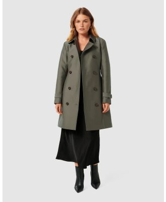 Forever New Petite - Alicia Petite Short Trench Coat - Blazers (Green) Alicia Petite Short Trench Coat