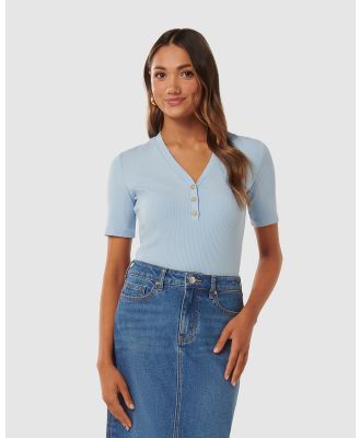 Forever New Petite - Elaine Petite Button Up Top - Tops (Blue) Elaine Petite Button Up Top