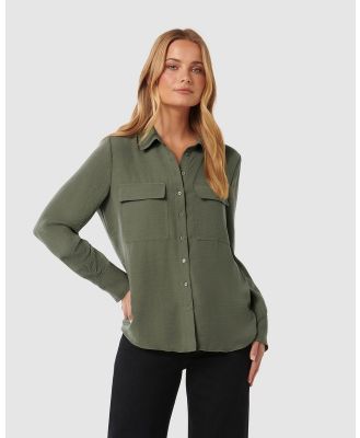 Forever New - Samara Long Sleeve Shirt - Tops (Green) Samara Long Sleeve Shirt