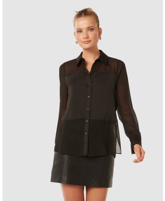 Forever New - Scout Sheer Panelled Shirt - Tops (black) Scout Sheer Panelled Shirt