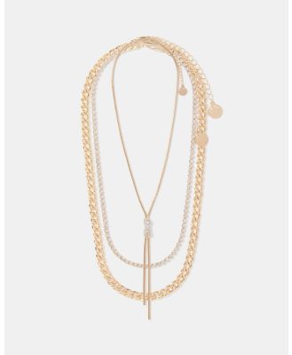 Forever New - Signature Laurie Layered Tassel Stone Necklace - Jewellery (Gold / Crystal) Signature Laurie Layered Tassel Stone Necklace