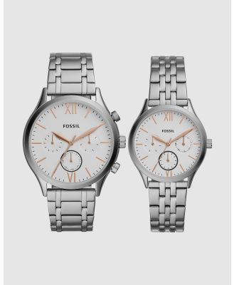 Fossil - Fenmore Silver Tone Analogue Watch Set - Watches (Silver) Fenmore Silver-Tone Analogue Watch Set