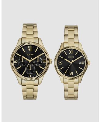Fossil - Rye Gold Tone Chronograph Watch - Watches (Black) Rye Gold Tone Chronograph Watch