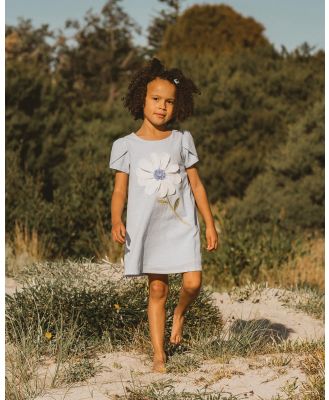 Fox & Finch - Dandelion Applique Dress   Babies - Dresses (Soft Blue) Dandelion Applique Dress - Babies