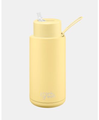 Frank Green - 34oz Stainless Steel Ceramic Reusable Bottle with Straw Lid Buttermilk - Home (Buttermilk) 34oz Stainless Steel Ceramic Reusable Bottle with Straw Lid Buttermilk