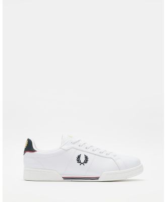 Fred Perry - B722 Leather   Unisex - Sneakers (White & Navy) B722 Leather - Unisex