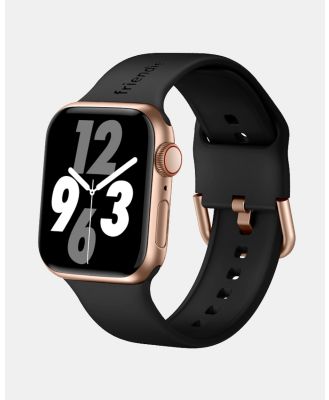 Friendie - Silicone Band with Modern Gold Buckle – The Byron – Apple Compatible - Fitness Trackers (BlackGold) Silicone Band with Modern Gold Buckle – The Byron – Apple Compatible