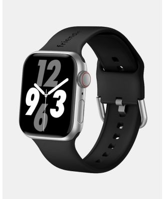 Friendie - Silicone Band with Modern Silver Buckle – The Byron – Apple Compatible - Fitness Trackers (BlackSilver) Silicone Band with Modern Silver Buckle – The Byron – Apple Compatible