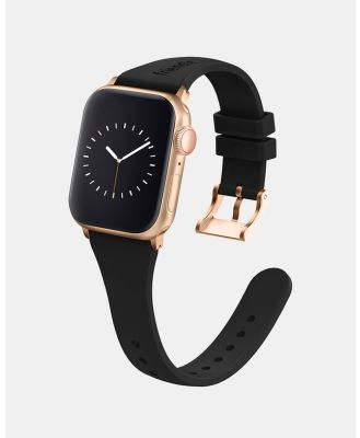 Friendie - Slim Silicone Band with Classic Gold Buckle – The Gippsland – Apple Compatible - Fitness Trackers (BlackGold) Slim Silicone Band with Classic Gold Buckle – The Gippsland – Apple Compatible