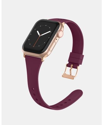 Friendie - Slim Silicone Band with Classic Gold Buckle – The Gippsland – Apple Compatible - Fitness Trackers (BurgundyGold) Slim Silicone Band with Classic Gold Buckle – The Gippsland – Apple Compatible