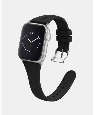 Friendie - Slim Silicone Band with Classic Silver Buckle – The Gippsland – Apple Compatible - Fitness Trackers (BlackSilver) Slim Silicone Band with Classic Silver Buckle – The Gippsland – Apple Compatible