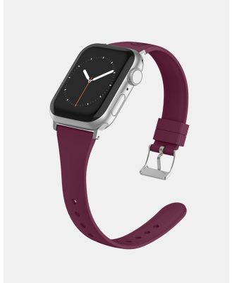 Friendie - Slim Silicone Band with Classic Silver Buckle – The Gippsland – Apple Compatible - Fitness Trackers (BurgundySilver) Slim Silicone Band with Classic Silver Buckle – The Gippsland – Apple Compatible