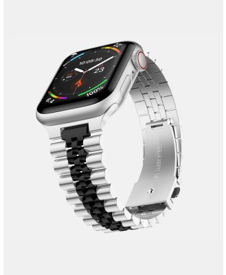 Friendie - Stainless Steel Link Bracelet Band   The Perth   Apple Watch Compatible - Fitness Trackers (SilverBlack) Stainless Steel Link Bracelet Band - The Perth - Apple Watch Compatible