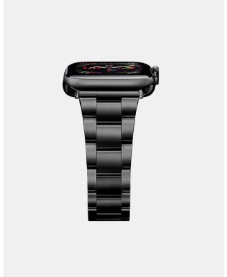 Friendie - Stainless Steel Link Bracelet Band   The Sydney    Apple Watch Compatible - Fitness Trackers (Black) Stainless Steel Link Bracelet Band - The Sydney -  Apple Watch Compatible