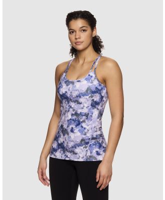 Gaiam - Shine Bra Tank   Delilah Print - Short Sleeve T-Shirts (Lilac) Shine Bra Tank - Delilah Print