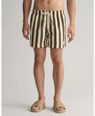 Gant - Classic Fit Block Stripe Swim Shorts - Swimwear (JUNIPER GREEN) Classic Fit Block Stripe Swim Shorts