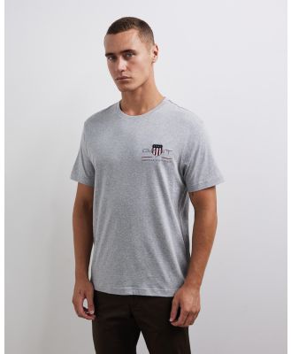 Gant - Embroidered Archive Shield T Shirt - T-Shirts & Singlets (Grey Melange) Embroidered Archive Shield T-Shirt