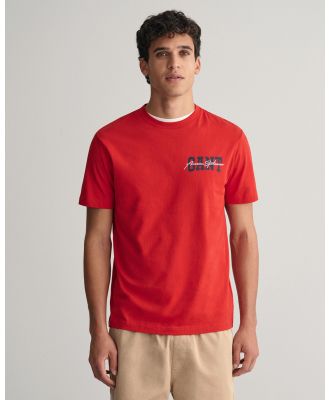 Gant - GANT Arch Script Graphic T Shirt - Short Sleeve T-Shirts (RUBY RED) GANT Arch Script Graphic T-Shirt