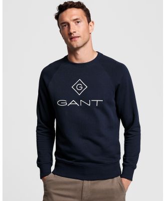 Gant - Lock Up Crew Neck Sweatshirt - Crew Necks (EVENING BLUE) Lock Up Crew Neck Sweatshirt