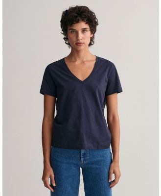 Gant - Original V Neck T Shirt - T-Shirts & Singlets (EVENING BLUE) Original V-Neck T-Shirt
