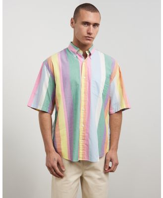 Gant - Rel Multistripe Oxford SS Shirt - Shirts & Polos (Perky Pink) Rel Multistripe Oxford SS Shirt