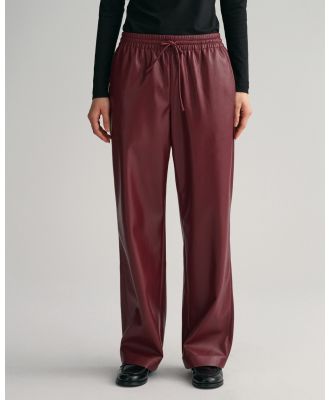 Gant - Relaxed Fit Faux Leather Pull On Pants - Pants (PLUMPED RED) Relaxed Fit Faux Leather Pull-On Pants