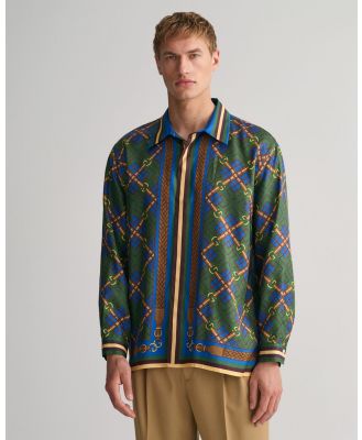 Gant - Relaxed Fit Medallion Silk Shirt - Shirts & Polos (FOREST GREEN) Relaxed Fit Medallion Silk Shirt