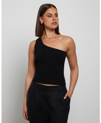 General Pants Co. Basics - Luxe Knitted One Shoulder Top - T-Shirts & Singlets (BLACK) Luxe Knitted One Shoulder Top